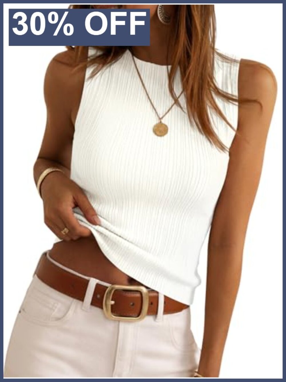 Saodimallsu Womens Sleeveless Sweater Vest Ribbed Knit Slim Fitted Tank Top